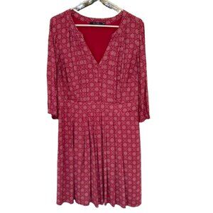 Doe and Rae Red/White Dress, Pleated Lined Cottagecore Prairie, Knee Length, 1X